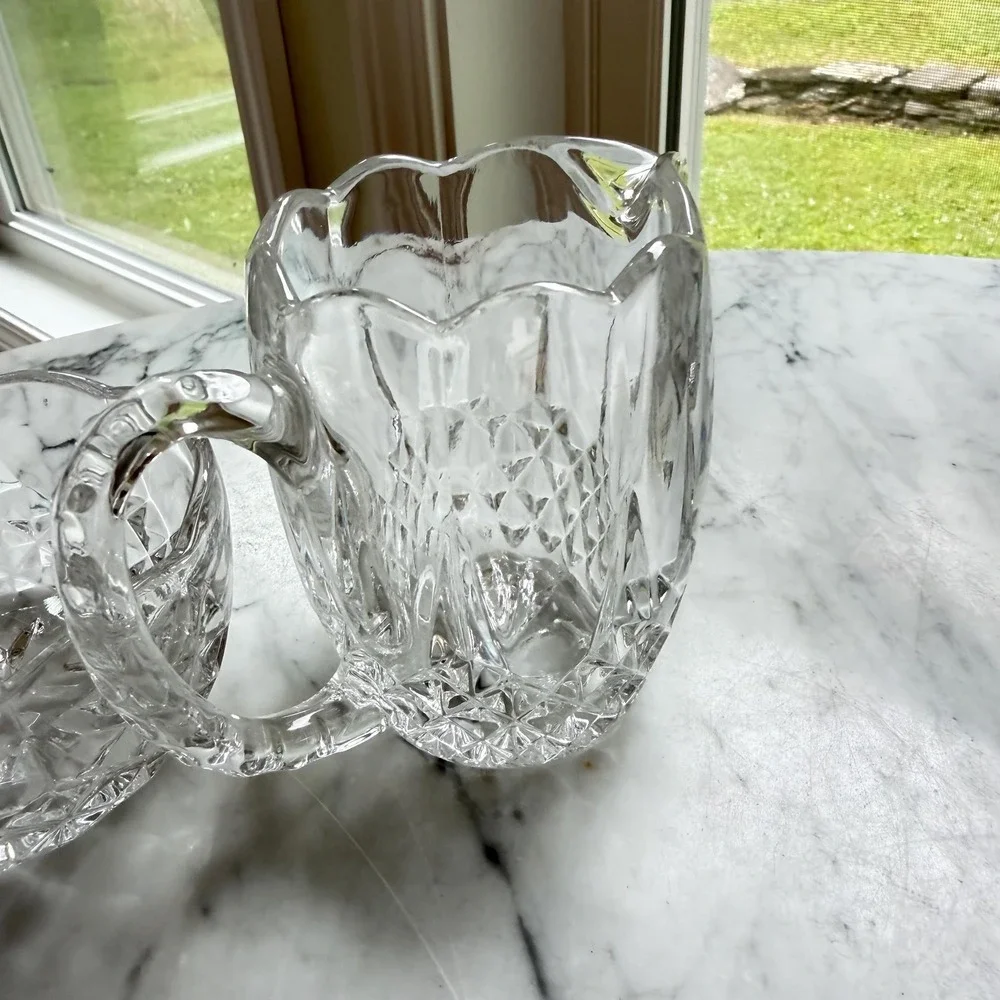 NEW VTG Crystal Creamer and Sugar Bowl Set‎ Elegant Yugoslavia 24% Lead Crystal